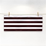 Horizontal Stripes - White and Dark Sienna Brown Hand Towel