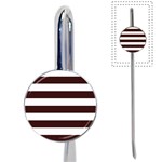 Horizontal Stripes - White and Dark Sienna Brown Book Mark