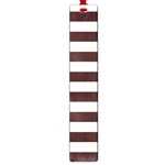 Horizontal Stripes - White and Dark Sienna Brown Large Book Mark