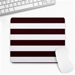 Horizontal Stripes - White and Dark Sienna Brown Large Mousepad