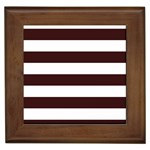 Horizontal Stripes - White and Dark Sienna Brown Framed Tile