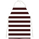 Horizontal Stripes - White and Dark Sienna Brown Full Print Apron