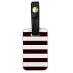 Horizontal Stripes - White and Dark Sienna Brown Luggage Tag (One Side)