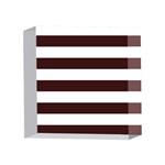 Horizontal Stripes - White and Dark Sienna Brown 4 x 4  Acrylic Photo Block