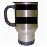Horizontal Stripes - White and Dark Sienna Brown Travel Mug (Silver Gray)