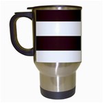 Horizontal Stripes - White and Dark Sienna Brown Travel Mug (White)