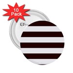 Horizontal Stripes - White and Dark Sienna Brown 2.25  Button (10 pack)