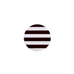 Horizontal Stripes - White and Dark Sienna Brown 1  Mini Magnet