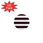 Horizontal Stripes - White and Dark Sienna Brown 1  Mini Magnet (100 pack)