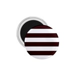 Horizontal Stripes - White and Dark Sienna Brown 1.75  Magnet