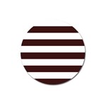 Horizontal Stripes - White and Dark Sienna Brown Magnet 3  (Round)