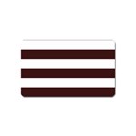 Horizontal Stripes - White and Dark Sienna Brown Magnet (Name Card)