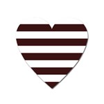 Horizontal Stripes - White and Dark Sienna Brown Magnet (Heart)