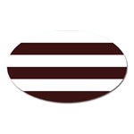 Horizontal Stripes - White and Dark Sienna Brown Magnet (Oval)