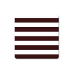 Horizontal Stripes - White and Dark Sienna Brown Magnet (Square)