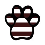 Horizontal Stripes - White and Dark Sienna Brown Magnet (Paw Print)