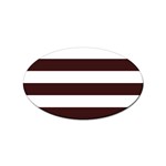 Horizontal Stripes - White and Dark Sienna Brown Sticker Oval (100 pack)