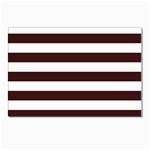 Horizontal Stripes - White and Dark Sienna Brown Postcard 4  x 6 