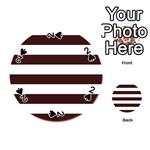 Horizontal Stripes - White and Dark Sienna Brown Playing Cards 54 (Round)