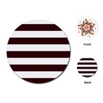 Horizontal Stripes - White and Dark Sienna Brown Playing Cards (Round)