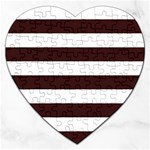 Horizontal Stripes - White and Dark Sienna Brown Jigsaw Puzzle (Heart)