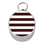 Horizontal Stripes - White and Dark Sienna Brown Silver Compass (Mini)