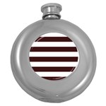 Horizontal Stripes - White and Dark Sienna Brown Hip Flask (5 oz)