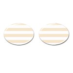 Horizontal Stripes - White and Champagne Orange Cufflinks (Oval)
