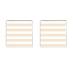 Horizontal Stripes - White and Champagne Orange Cufflinks (Square)
