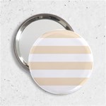 Horizontal Stripes - White and Champagne Orange 2.25  Handbag Mirror
