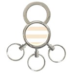 Horizontal Stripes - White and Champagne Orange 3-Ring Key Chain