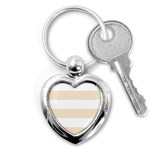 Horizontal Stripes - White and Champagne Orange Key Chain (Heart)