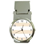 Horizontal Stripes - White and Champagne Orange Money Clip Watch