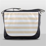 Horizontal Stripes - White and Champagne Orange Messenger Bag