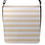 Horizontal Stripes - White and Champagne Orange Flap Closure Messenger Bag (S)