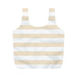 Horizontal Stripes - White and Champagne Orange Full Print Recycle Bag (M)