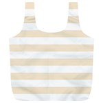 Horizontal Stripes - White and Champagne Orange Full Print Recycle Bag (XL)
