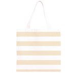 Horizontal Stripes - White and Champagne Orange Grocery Light Tote Bag