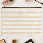 Horizontal Stripes - White and Champagne Orange Cosmetic Bag (XXXL)
