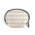 Horizontal Stripes - White and Champagne Orange Accessory Pouch (Small)