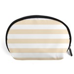 Horizontal Stripes - White and Champagne Orange Accessory Pouch (Large)