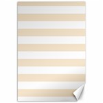 Horizontal Stripes - White and Champagne Orange Canvas 12  x 18 