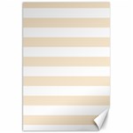 Horizontal Stripes - White and Champagne Orange Canvas 20  x 30 