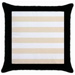 Horizontal Stripes - White and Champagne Orange Throw Pillow Case (Black)