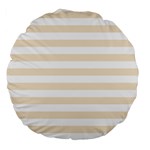 Horizontal Stripes - White and Champagne Orange Large 18  Premium Round Cushion
