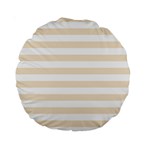 Horizontal Stripes - White and Champagne Orange Standard 15  Premium Round Cushion