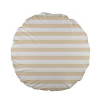 Horizontal Stripes - White and Champagne Orange Standard 15  Premium Flano Round Cushion