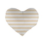 Horizontal Stripes - White and Champagne Orange Standard 16  Premium Heart Shape Cushion