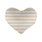 Horizontal Stripes - White and Champagne Orange Standard 16  Premium Flano Heart Shape Cushion