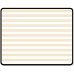 Horizontal Stripes - White and Champagne Orange Double Sided Fleece Blanket (Medium) (Two Sides)
